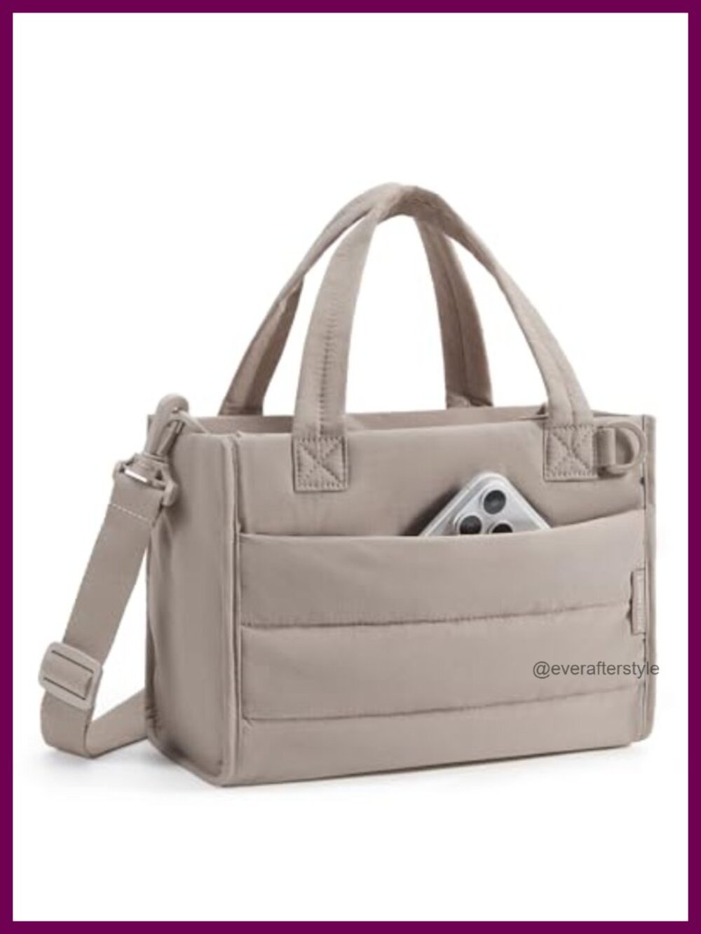 Quilted Puffer Mini Tote Bag Water-Resistant Crossbody Work Bag